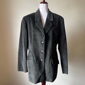 90s Vintage Talbots Corduroy Blazer Olive Green Jacket with Elbow Patches Large